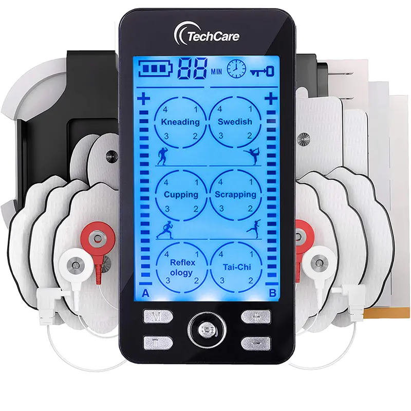 Techcare Plus 24 Tens & Ems Muscle Stimulator – Rechargeable Pain Relief Device For Back, Neck, Sciatica, And Arthritis 1