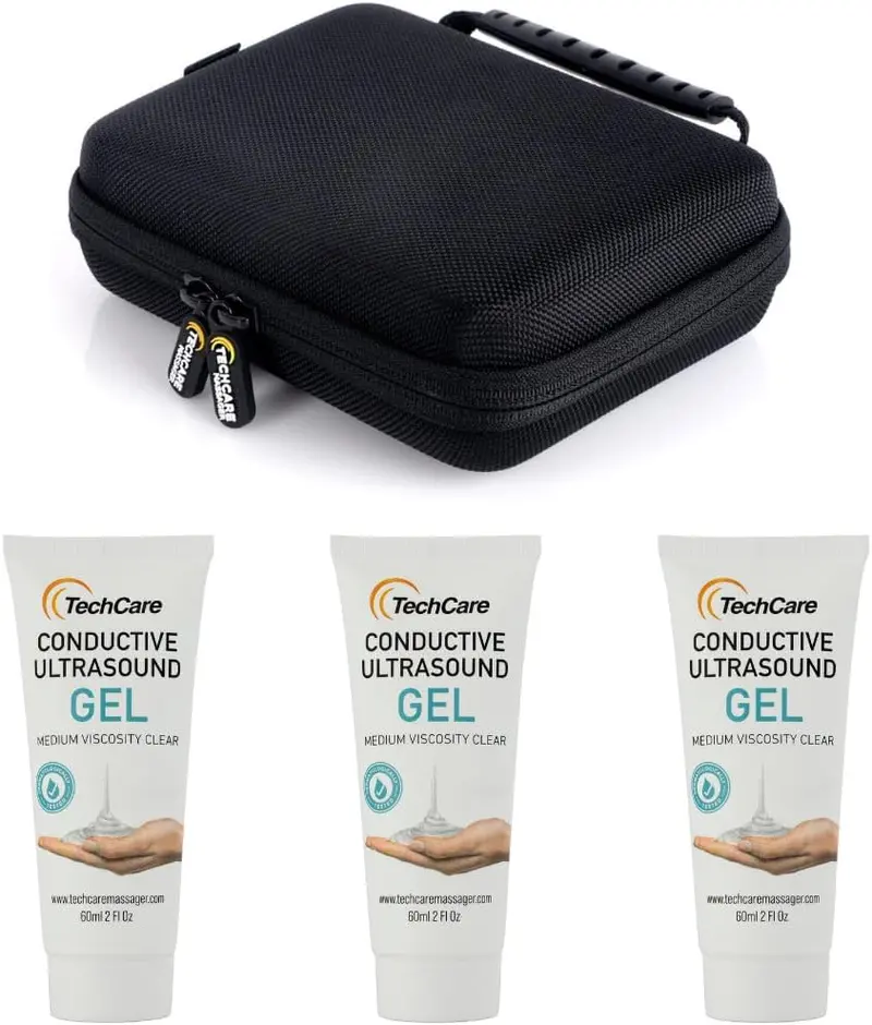 Techcare Tens Accessory Combo: Travel Case + 3 X 2 Oz Electrode Gel Tubes 1
