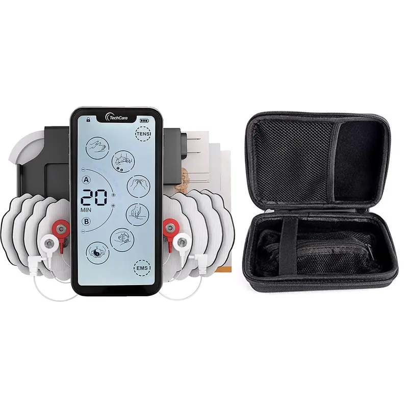 Techcare Touch X Tens Unit: 24-Mode Muscle Stimulator With Protective Travel Case 1