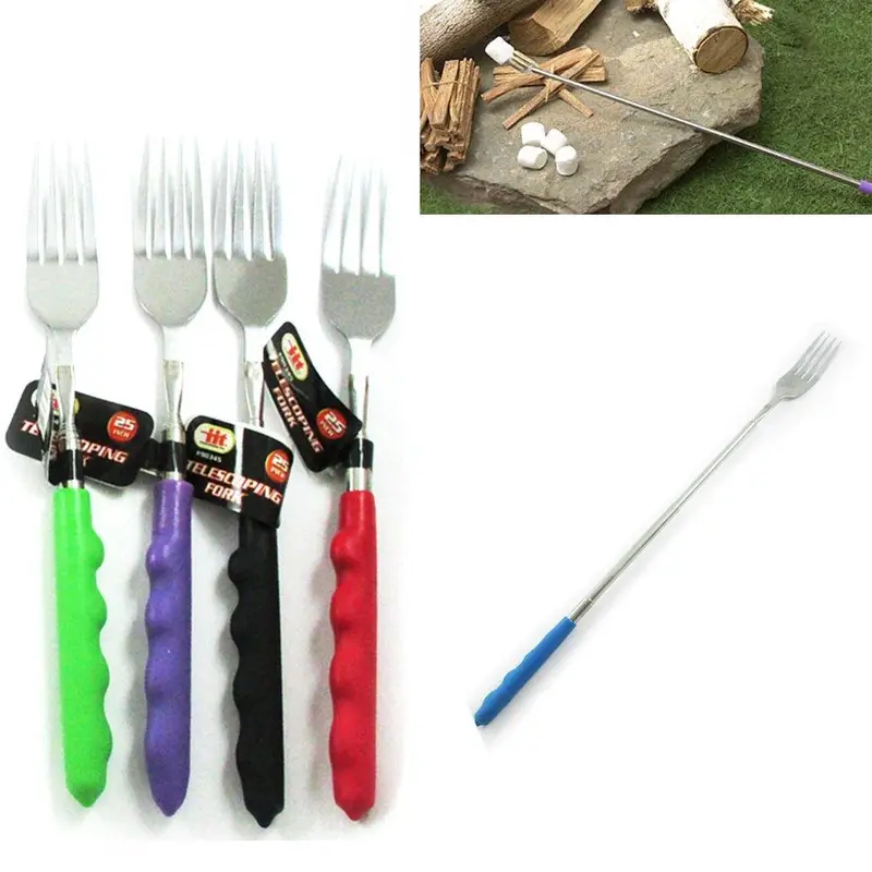 Telescoping Campfire Fork – Extendable Long-Dining Fork For Hot Dogs & Roasting Fun 1