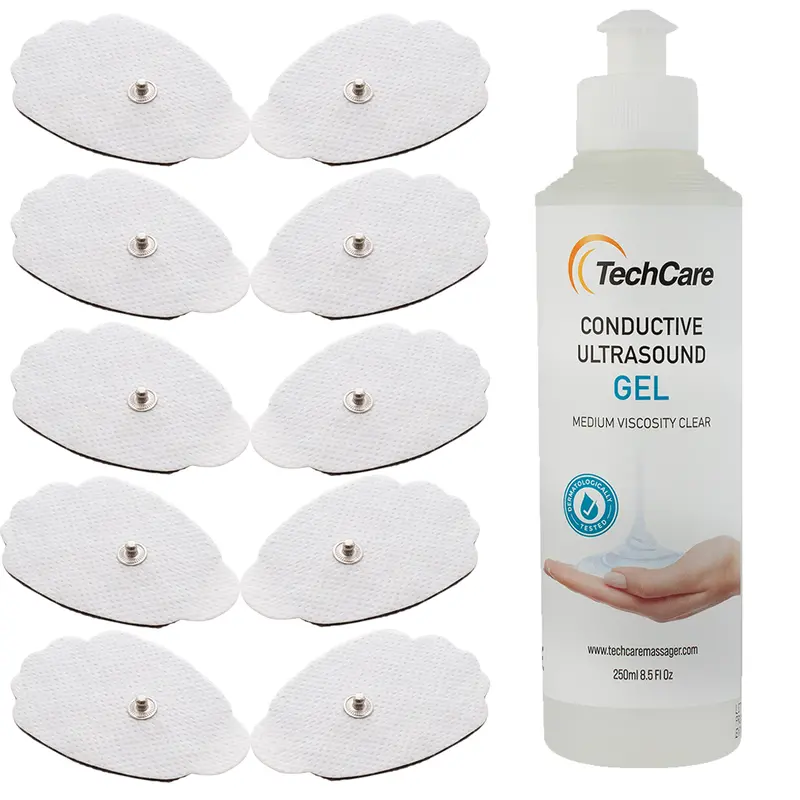 Tens Unit Electrode Pad Refill Kit – 5 Pairs (10 Pads) With Water-Based Conductive Gel (250 Ml) 1