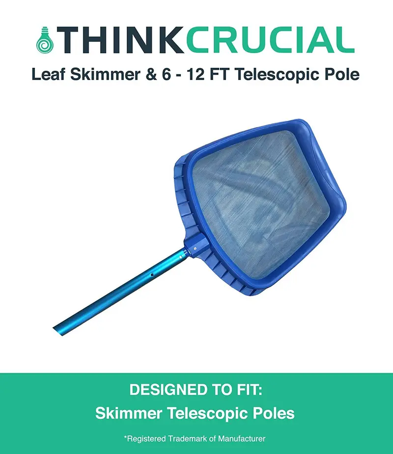 Think Crucial Telescopic Pool Cleaning Pole – Heavy-Duty 6–12 Ft Blue Anodized Pole With Skimmer Bag Kit 1