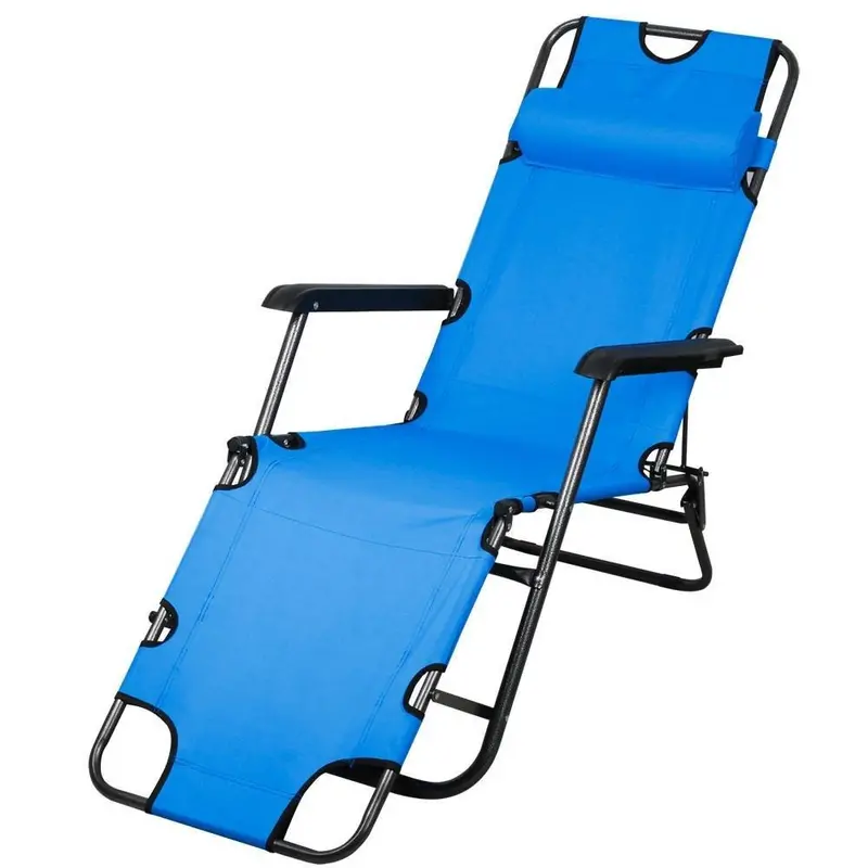 Topeakmart 70-Inch Folding Chaise Lounge – Adjustable Reclining Chair For Beach, Pool & Camping (Blue) 1