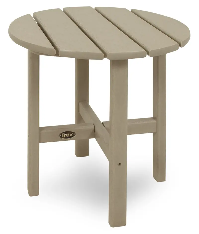 Trex Cape Cod Sand Castle Side Table – 18-Inch Round Outdoor Accent Table 1