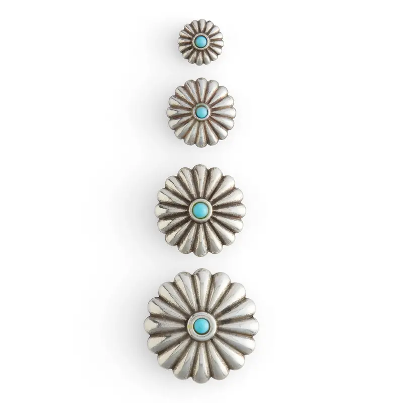 Turquoise-Tone Southwest Concho With Traditional Tribal Motif 1