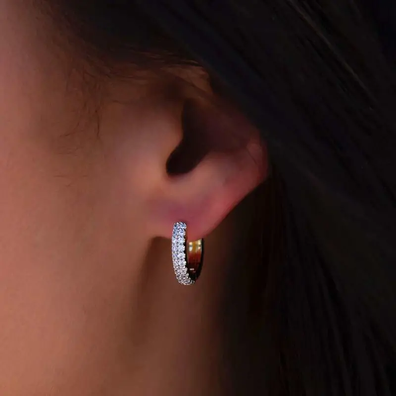 Twin-Row Mini Hoop Earrings – Yellow Gold Contemporary Design 1