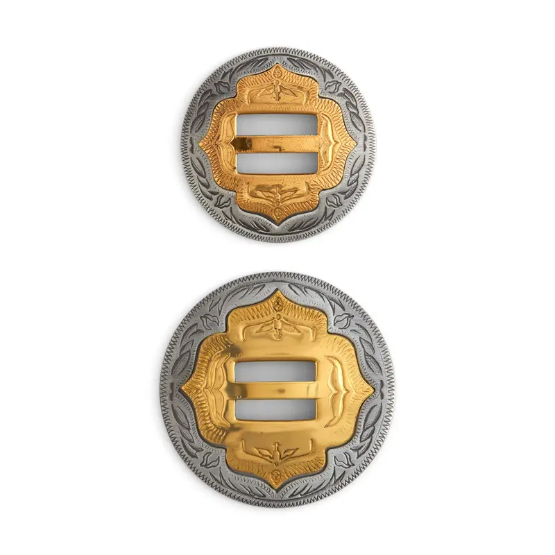 Two-Tone Slotted Conchos For Contrasting Leatherwork 1
