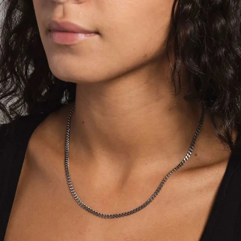 Ultra-Thin Solid White Gold Cuban Link Necklace (2.5Mm) 1