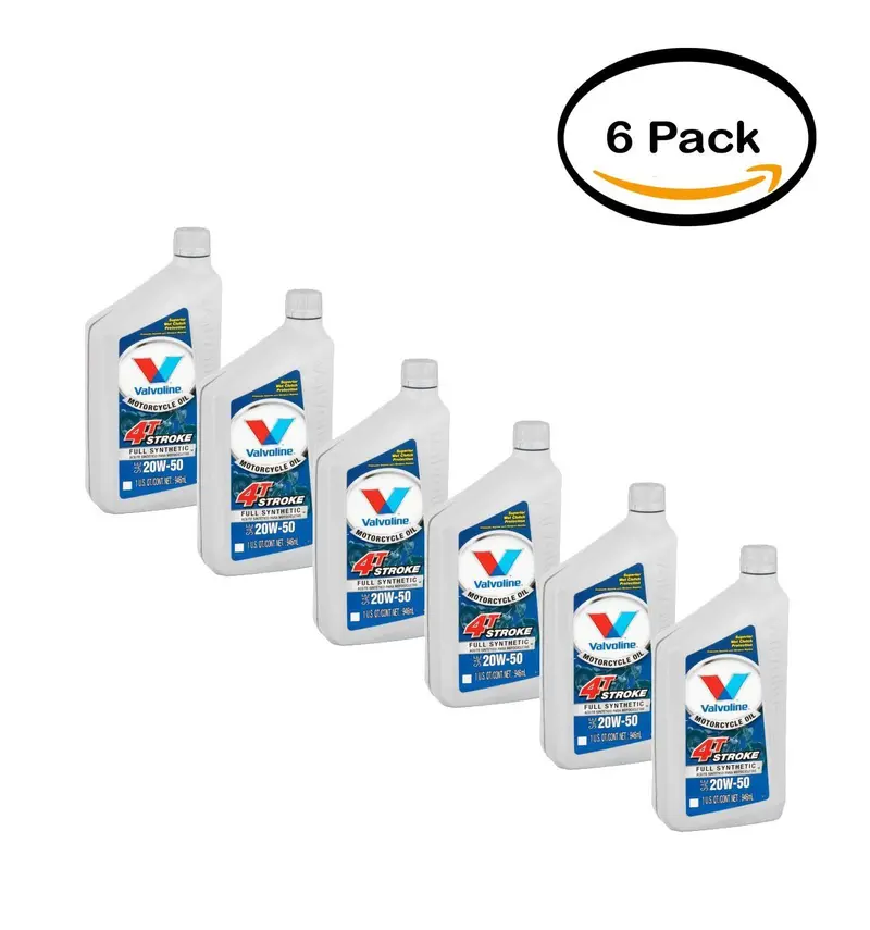 Valvoline Full Synthetic Motorcycle Oil – 20W-50, 1 Quart × 6-Pack For High-Performance Engine Protection 1