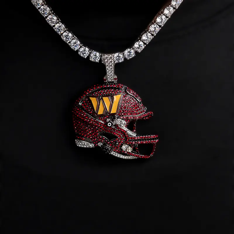 Washington Commanders 2025 Nfl Helmet Pendant In White Gold 1