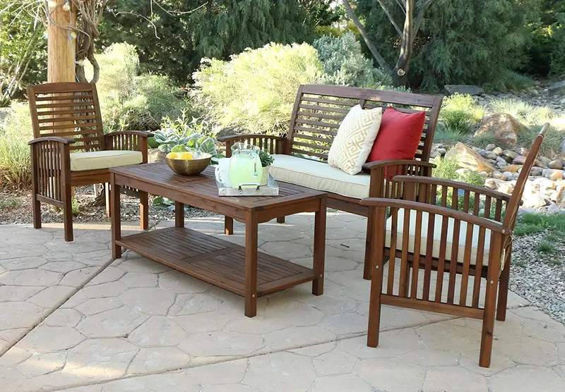 We Furniture Acacia Wood Outdoor Chat Set – 4-Piece Patio Seating Collection 1