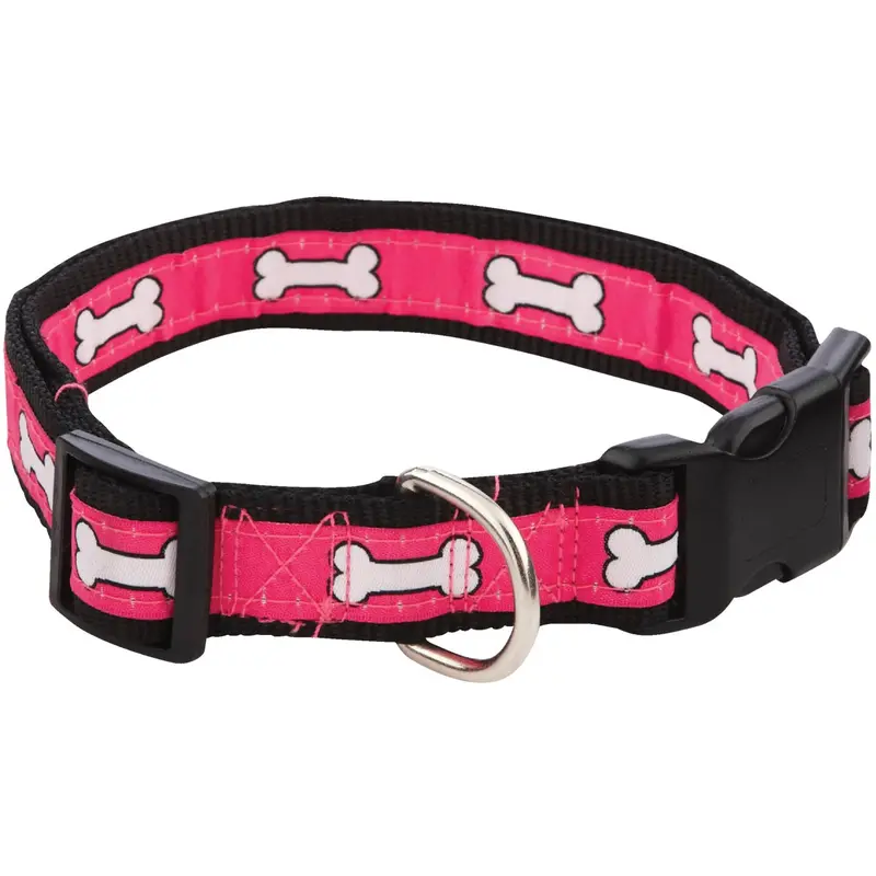 Westminster Pet Adjustable Nylon Dog Collar – 18–26 Inch, Bone Print Design 1