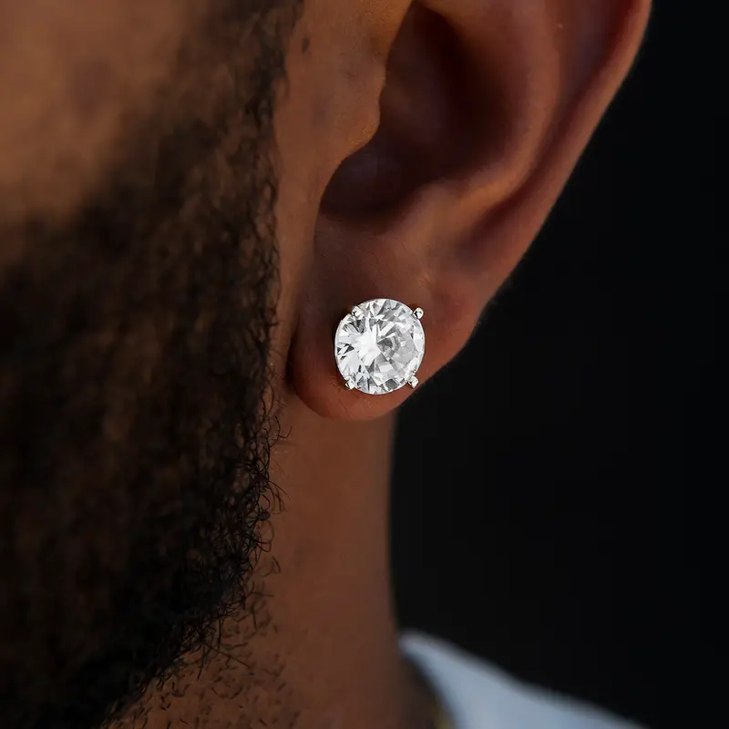 White Gold 10Mm Round Diamond Studs – Premium Brilliance 1