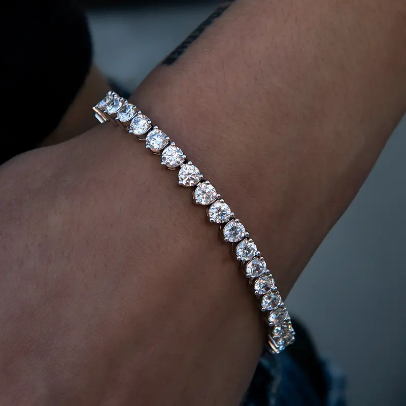 White Gold 3-Prong Tennis Bracelet 1