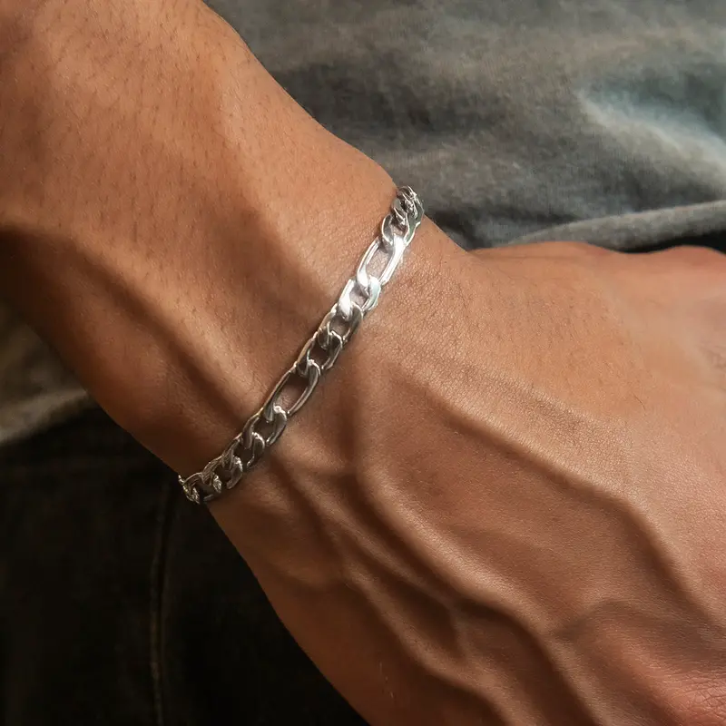 White Gold 6Mm Figaro Bracelet – Modern Minimalist 1