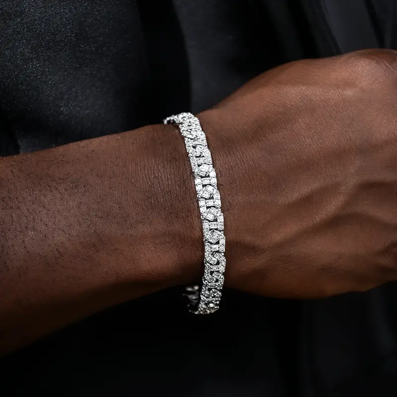 White Gold Baguette Chain Link Bracelet 1