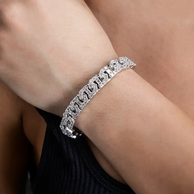White Gold Baguette Link Bracelet 1
