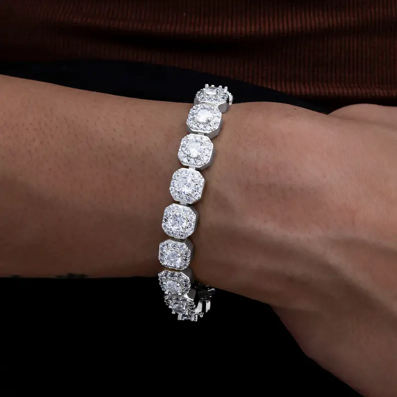 White Gold Cluster Tennis Bracelet – 8.5Mm Design 1