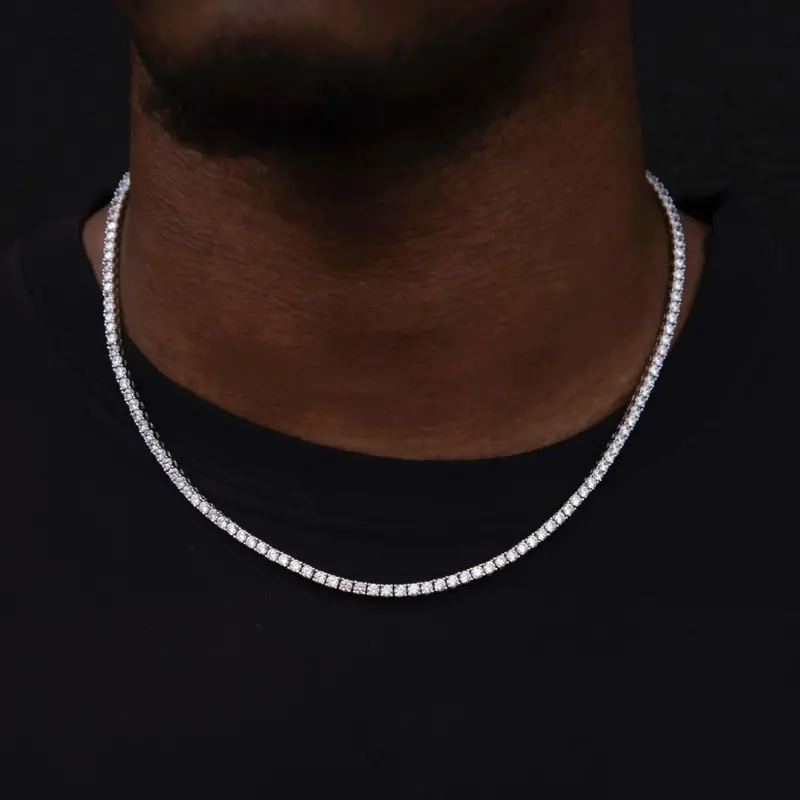 White Gold Diamond Bundle: 3Mm Tennis Chain, 8.5Mm Cuban Bracelet & Large Nail Cross 1