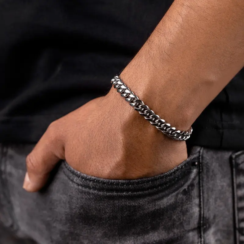 White Gold Miami Cuban Link Bracelet – 8Mm Width 1