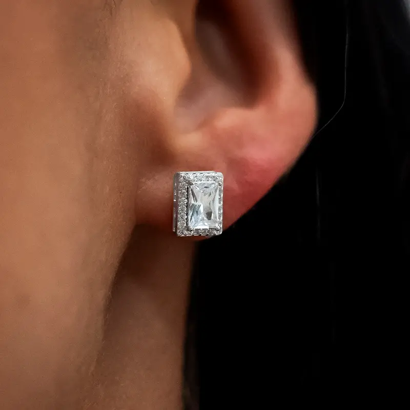 White Gold Micro-Baguette Tennis Earrings 1