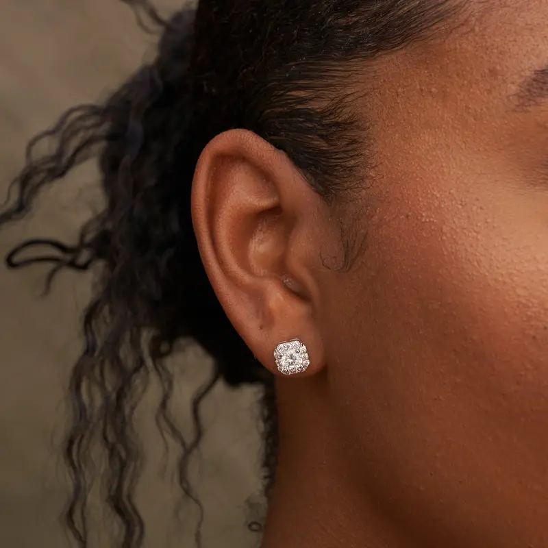 White Gold Micro Cluster Diamond Earrings – Minimalist Sparkle 1