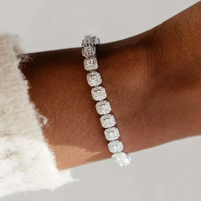 White Gold Micro-Clustered Tennis Bracelet 1