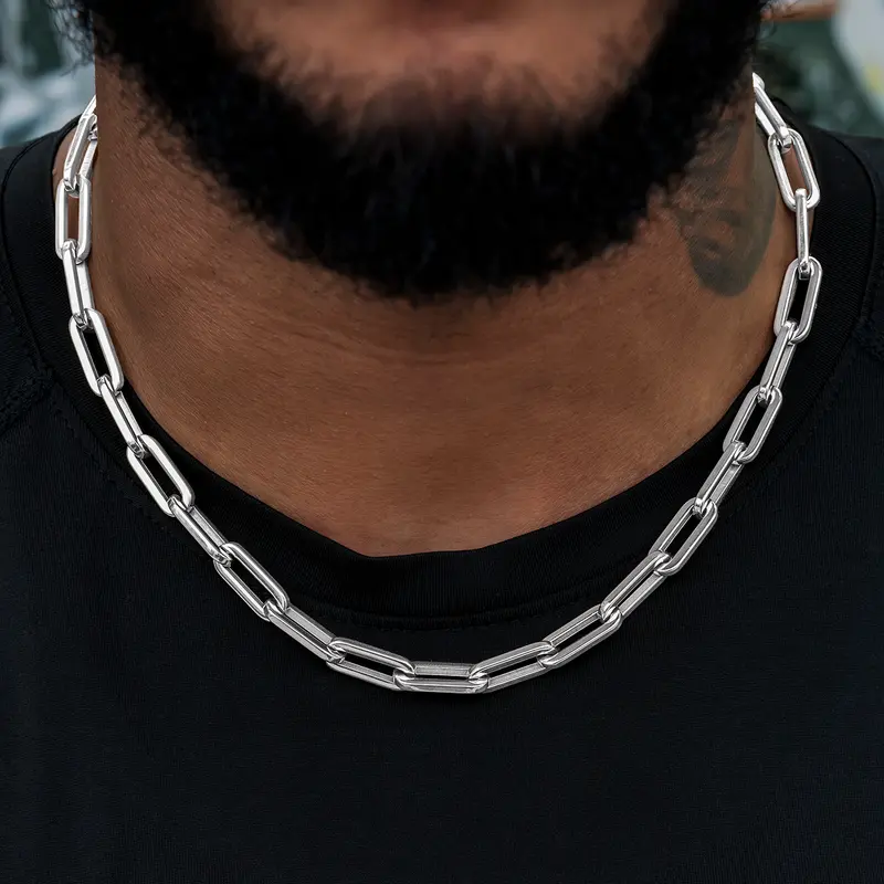 White Gold Paper Clip Chain – 8Mm Modern Links 1