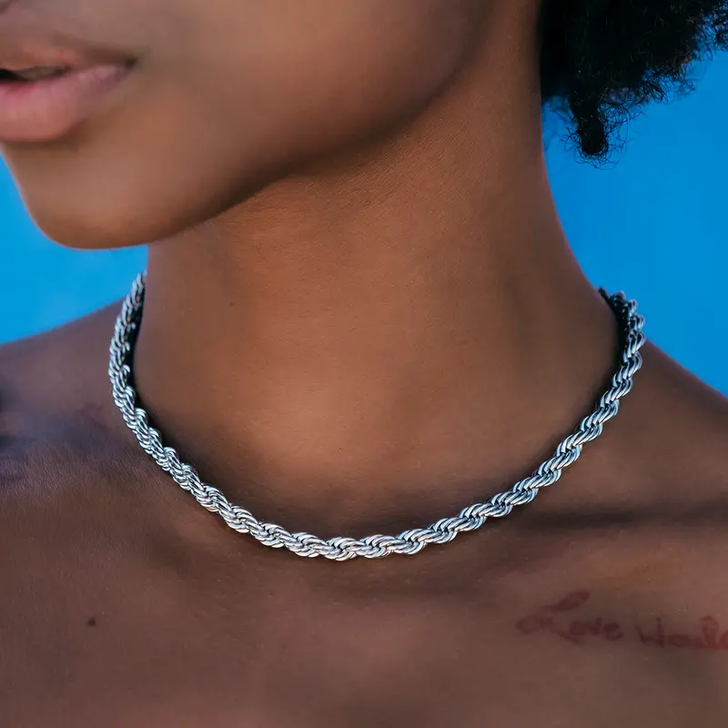 White Gold Rope Necklace – 6Mm 1