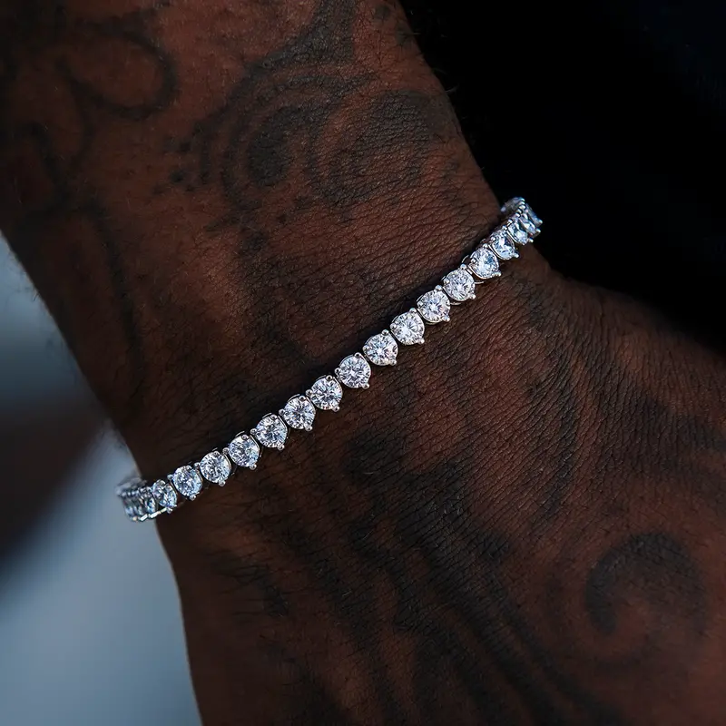 White Gold Three-Prong Tennis Bracelet 1