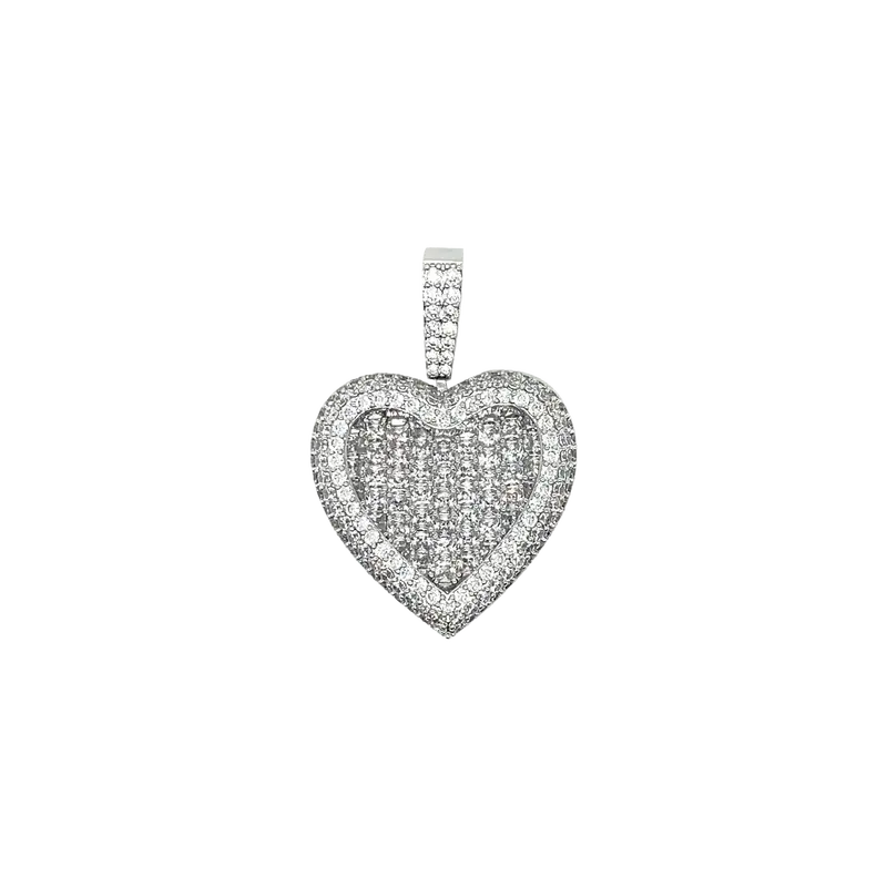 White Lab Diamond Baguette Heart Charm 1