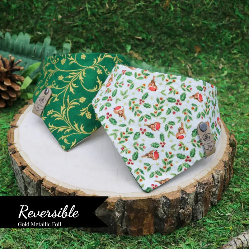 Winter Bird Silhouette Reversible Pet Bandana 1