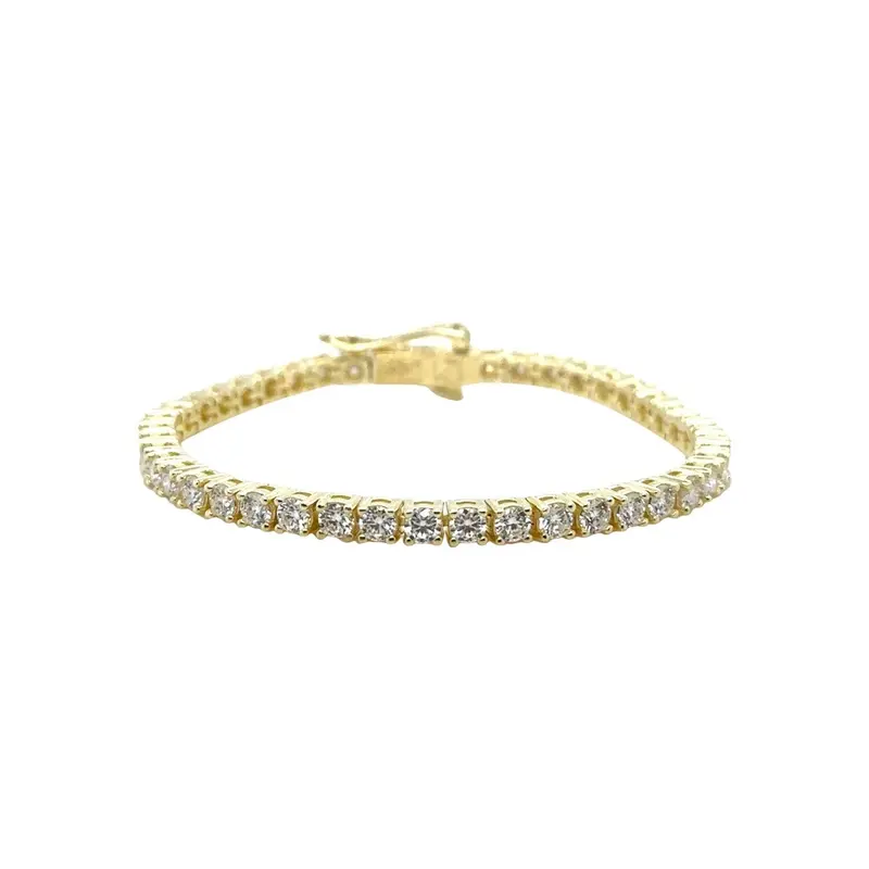 Women'S 3Mm Moissanite Tennis Bracelet In Yellow Gold Vermeil 1