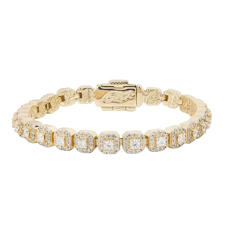 Women'S Yellow Gold Vermeil Tennis Bracelet With 6Mm Clustered Moissanite 1