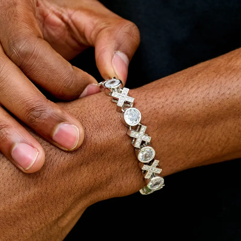 Xoxo Tennis Chain Bracelet – White Gold Iced Alphabet Band 1