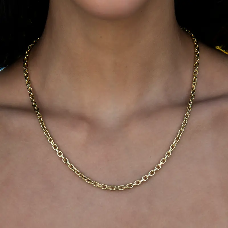 Yellow Gold 3.6Mm Open Box Link Necklace 1