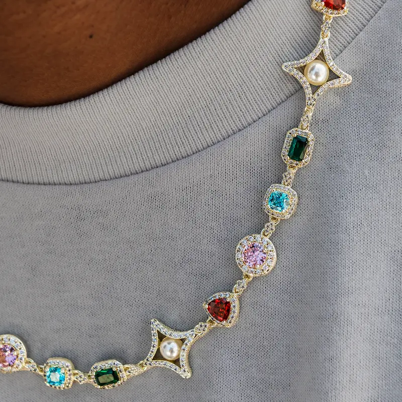 Yellow Gold Colored Gemstone Pearl Chain – 17Mm 1
