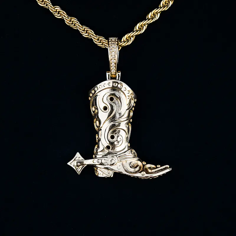 Yellow Gold Cowboy Boot Pendant – Western Style Jewelry 1