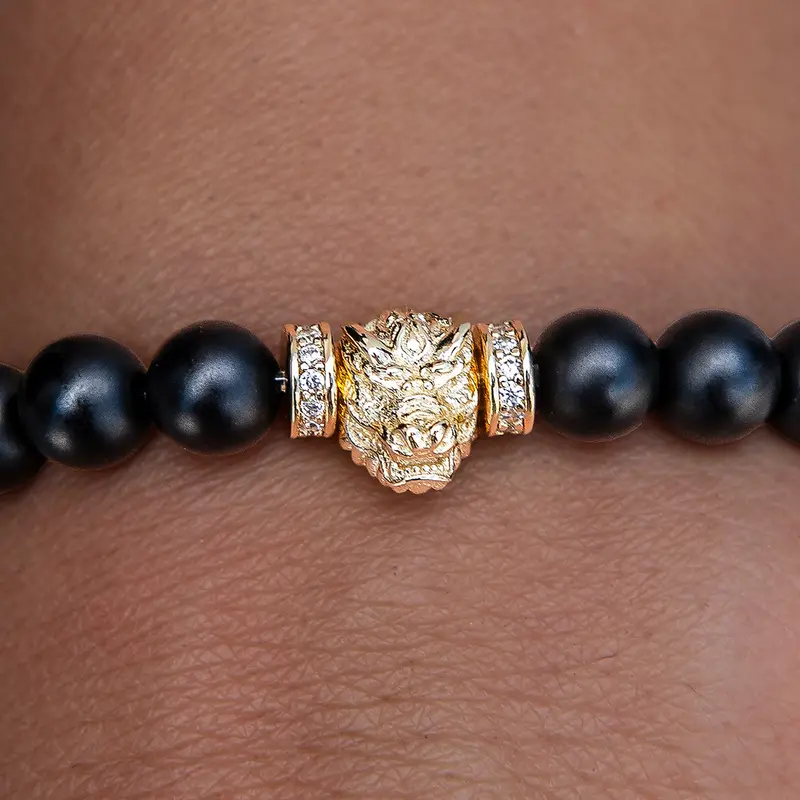 Yellow Gold Dragon Beaded Bracelet For Men And Women 1