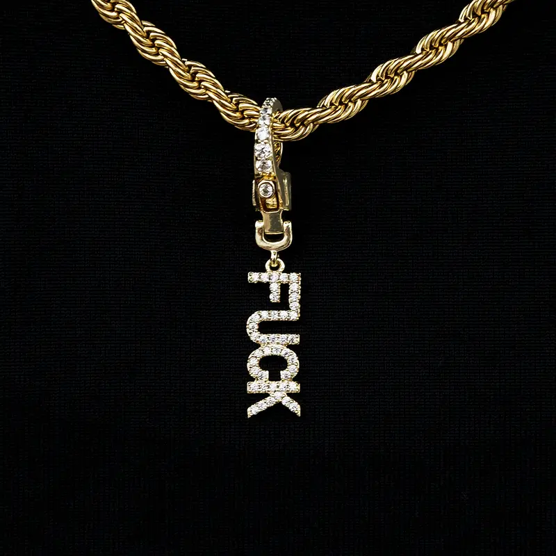 Yellow Gold "Fuck" Detachable Pendant 1