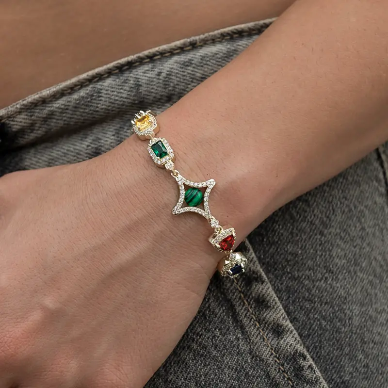 Yellow Gold Gemstone Accent Bracelet – Matching Style Option 1