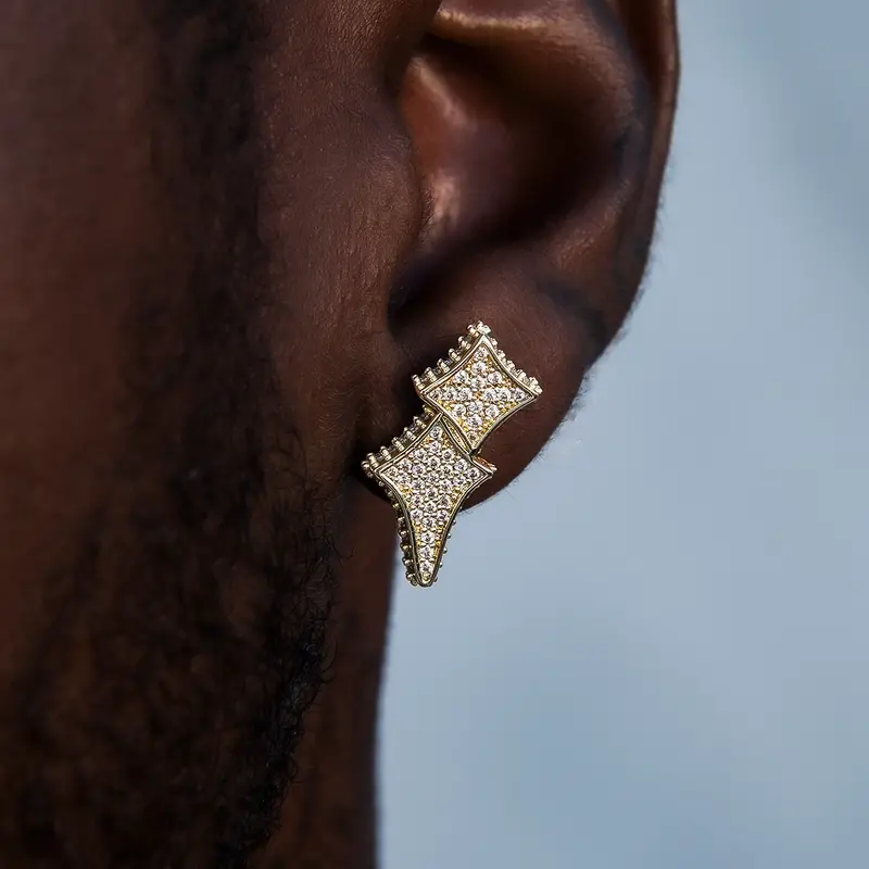 Yellow Gold Gld Star Stud Earrings 1