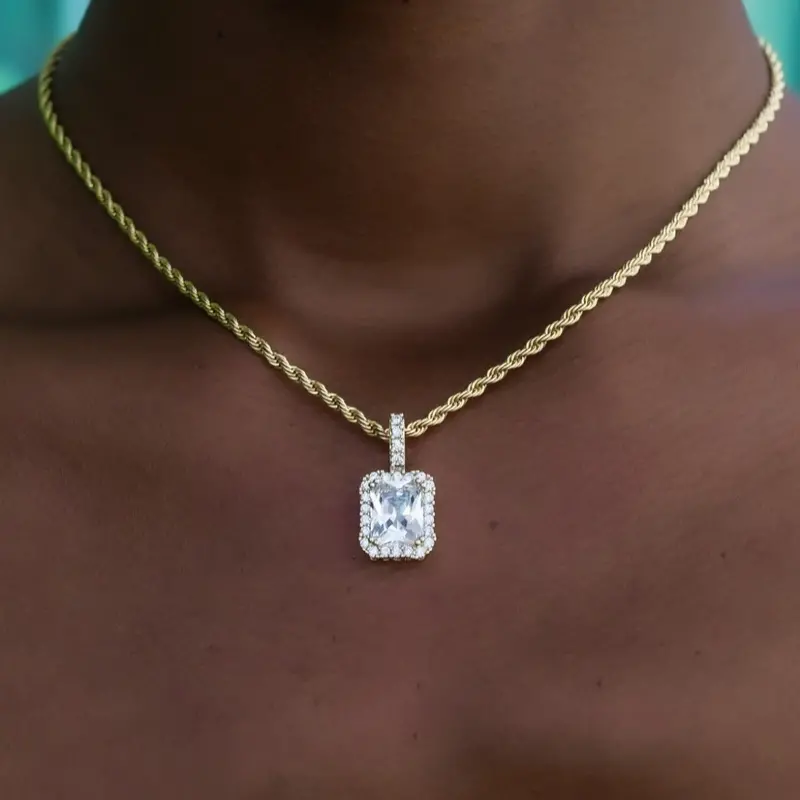 Yellow Gold Micro-Diamond Stone Pendant With Brilliant Cut 1