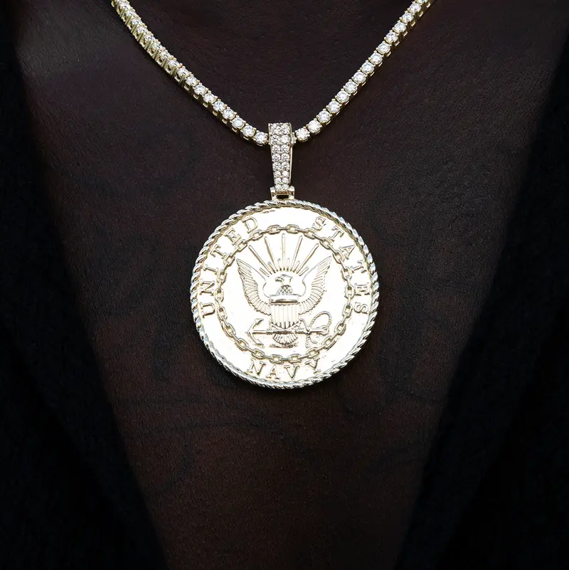 Yellow Gold Navy Emblem Pendant – Honoring U.S. Naval Service 1