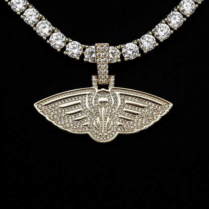 Yellow Gold New Orleans Pelicans Tiny Logo Necklace – Licensed Nba Accessory 1