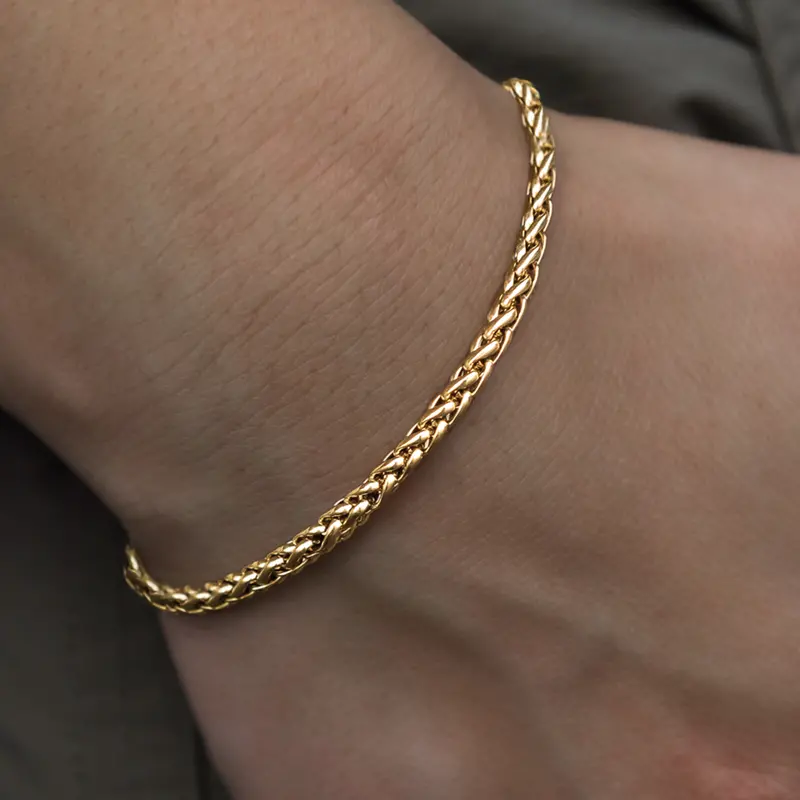 Yellow Gold Palm Chain Bracelet – 4Mm Width 1