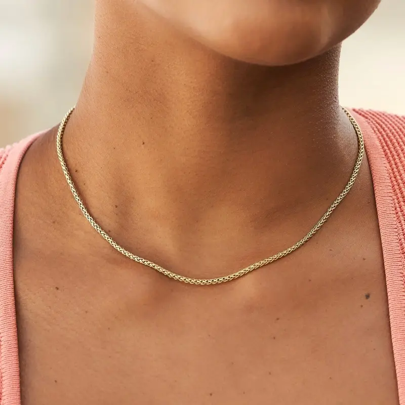 Yellow Gold Palm Chain Necklace – 2Mm Width 1