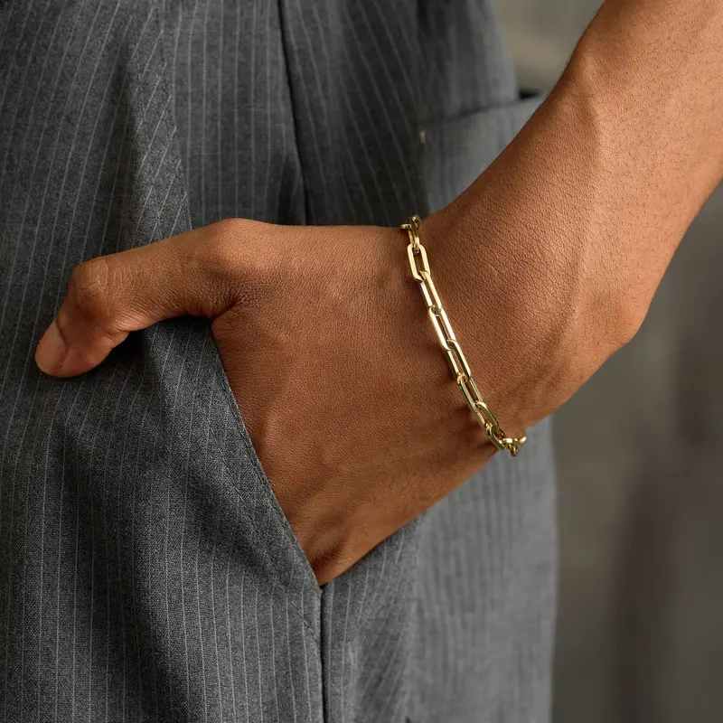 Yellow Gold Paper Clip Bracelet – 5Mm Width 1