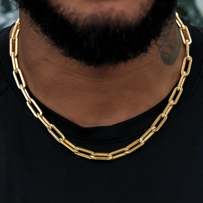 Yellow Gold Paper Clip Chain – 8Mm Width 1