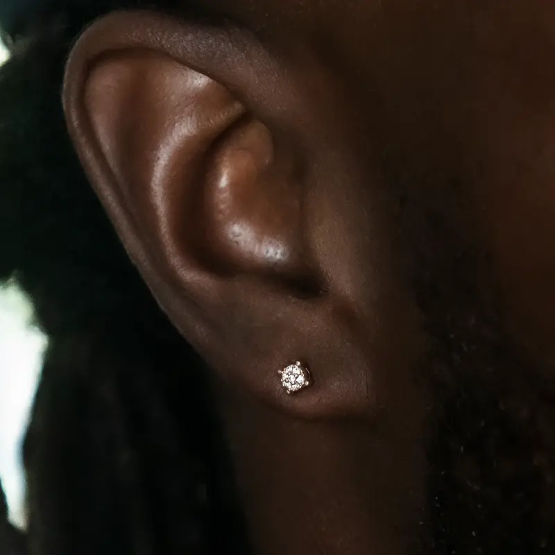 Yellow Gold Pave Round Diamond Studs – 3Mm Brilliant Cut 1